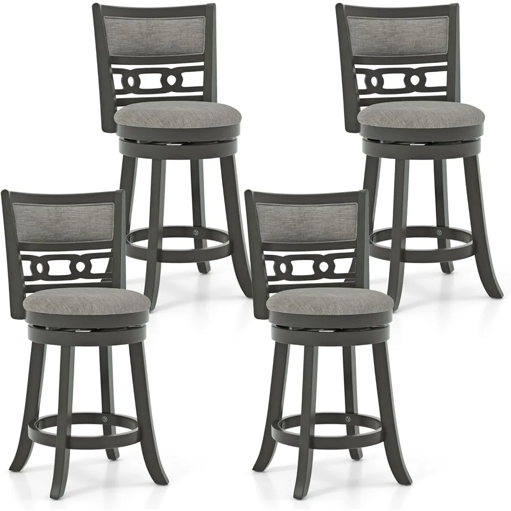 Bar Stools Set of 4, 26” Upholstered Counter Height Bar Chair with Wooden Frame, Swivel Seat & Footrest, Vintage Kitchen
Bar Stools Set of 4, 26” Upholstered Counter Height Bar Chair with Wooden Frame, Swivel Seat & Footrest, Vintage Kitchen