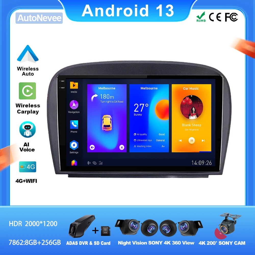 Автомагнитола на Android для Mercedes SL R230 SL350 SL500 SL55 SL600 SL65 2001- 2007, Автомагнитола для Carplay, мультимедийная стереосистема, BT навигация без DVD
Автомагнитола на Android для Mercedes SL R230 SL350 SL500 SL55 SL600 SL65 2001- 2007, Автомагнитола для Carplay, мультимедийная стереосистема, BT навигация без DVD