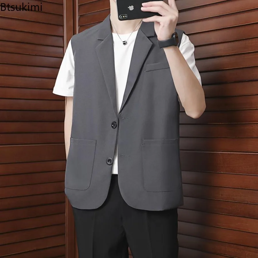 Men's Summer Sleeveless Vest Coats Solid Color Casual Suit Vest Business Waistcoat with Side Pockets Sleek Male Lapel Suit Vests
Men's Summer Sleeveless Vest Coats Solid Color Casual Suit Vest Business Waistcoat with Side Pockets Sleek Male Lapel Suit Vests