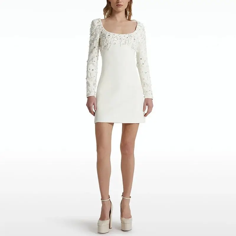Heavy Embellished Diamond Long Sleeve U-Neck Gown Celebrity Fashion Quality 2025 New Style Evening Dress Ladies Skirt
Heavy Embellished Diamond Long Sleeve U-Neck Gown Celebrity Fashion Quality 2025 New Style Evening Dress Ladies Skirt
