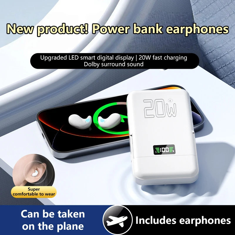 Magnetic Wireless Charging Power Bank with Built in Bluetooth Earphones Phone Stand 20W Fast Charging 3 in 1 Portable Charger
Magnetic Wireless Charging Power Bank with Built in Bluetooth Earphones Phone Stand 20W Fast Charging 3 in 1 Portable Charger