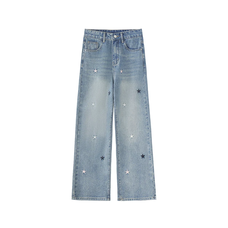 Женские джинсовые брюки с вышивкой звезд, весна-осень 2026, новые прямые широкие джинсы, повседневные свободные брюки на молнии с высокой талией
Женские джинсовые брюки с вышивкой звезд, весна-осень 2026, новые прямые широкие джинсы, повседневные свободные брюки на молнии с высокой талией