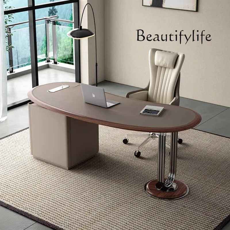 Retro style saddle leather desk Italian home office desk with sub-cabinet solid wood computer desk
Retro style saddle leather desk Italian home office desk with sub-cabinet solid wood computer desk