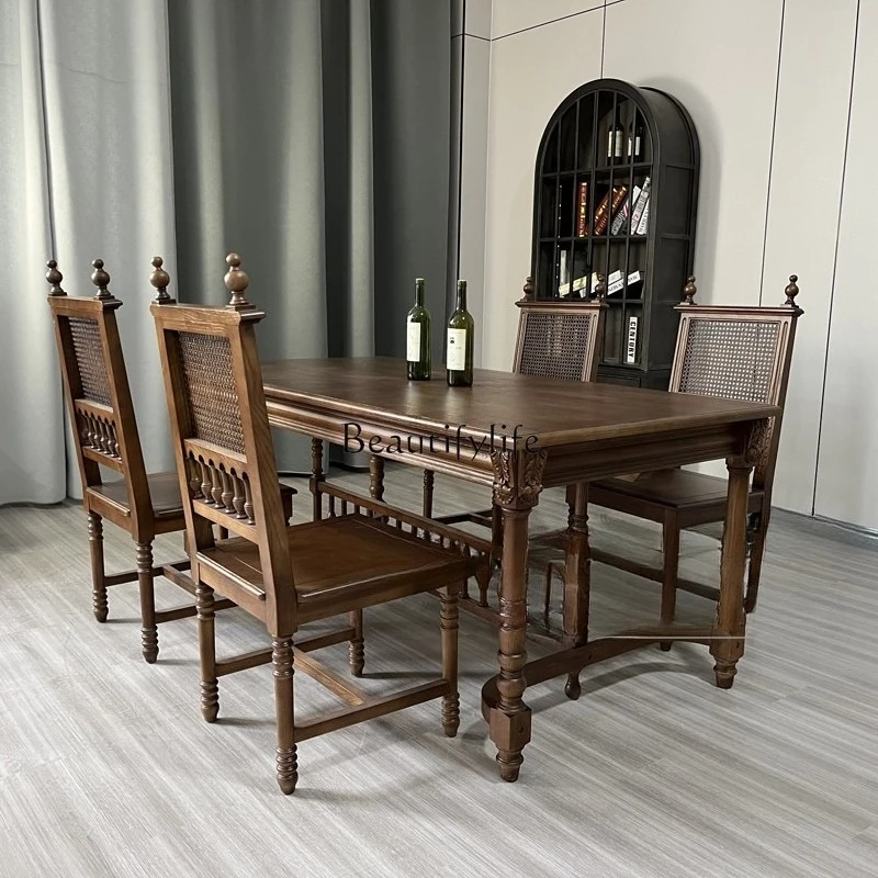 *Американский оригинальный дубовый обеденный стол и стулья, обеденный стул из цельного дерева, ретро-квадратный ореховый стол, мебель, антикварный обеденный стол 
*Американский оригинальный дубовый обеденный стол и стулья, обеденный стул из цельного дерева, ретро-квадратный ореховый стол, мебель, антикварный обеденный стол