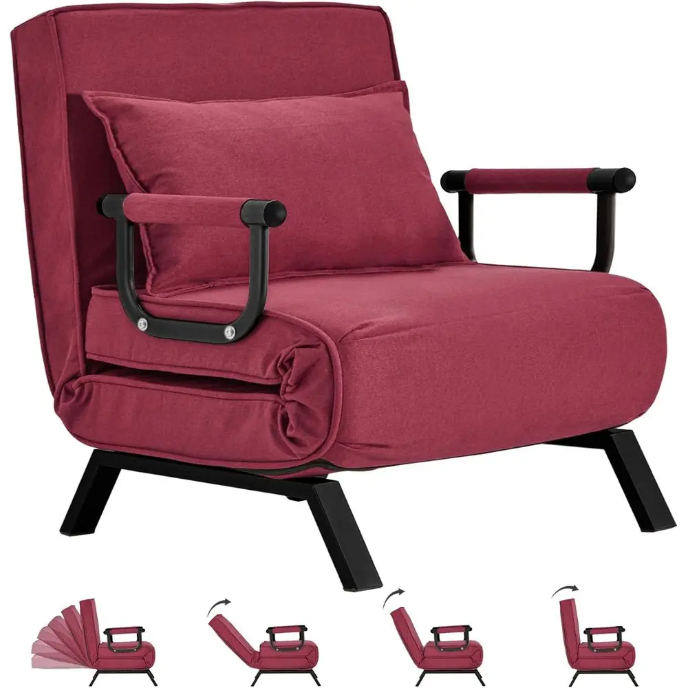 Bed Sleeper Chair,Tri-old Upholstered Armchair Sleeper with Pillow,olding Leisure Chaise Lounge Couch,6 Angle Adjust
Bed Sleeper Chair,Tri-old Upholstered Armchair Sleeper with Pillow,olding Leisure Chaise Lounge Couch,6 Angle Adjust