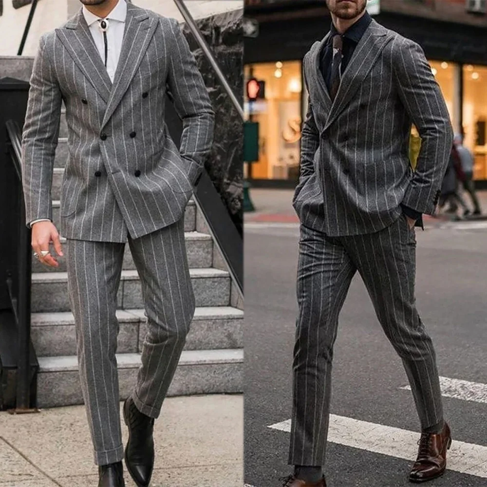 Men striped business suit 2pc set Man wool blend stripe Suit Jacket Suit Straight Pants Groom's wedding black striped Suit set
Men striped business suit 2pc set Man wool blend stripe Suit Jacket Suit Straight Pants Groom's wedding black striped Suit set