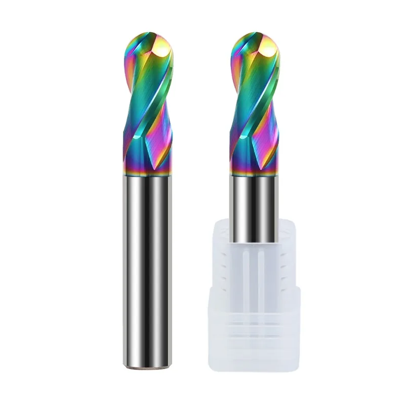 AZZKOR HRC60 2 Flute Tungsten Steel Carbide Ball Nose End Mill Colorful Coated High Gloss Milling Cutter For Aluminum Processing
AZZKOR HRC60 2 Flute Tungsten Steel Carbide Ball Nose End Mill Colorful Coated High Gloss Milling Cutter For Aluminum Processing