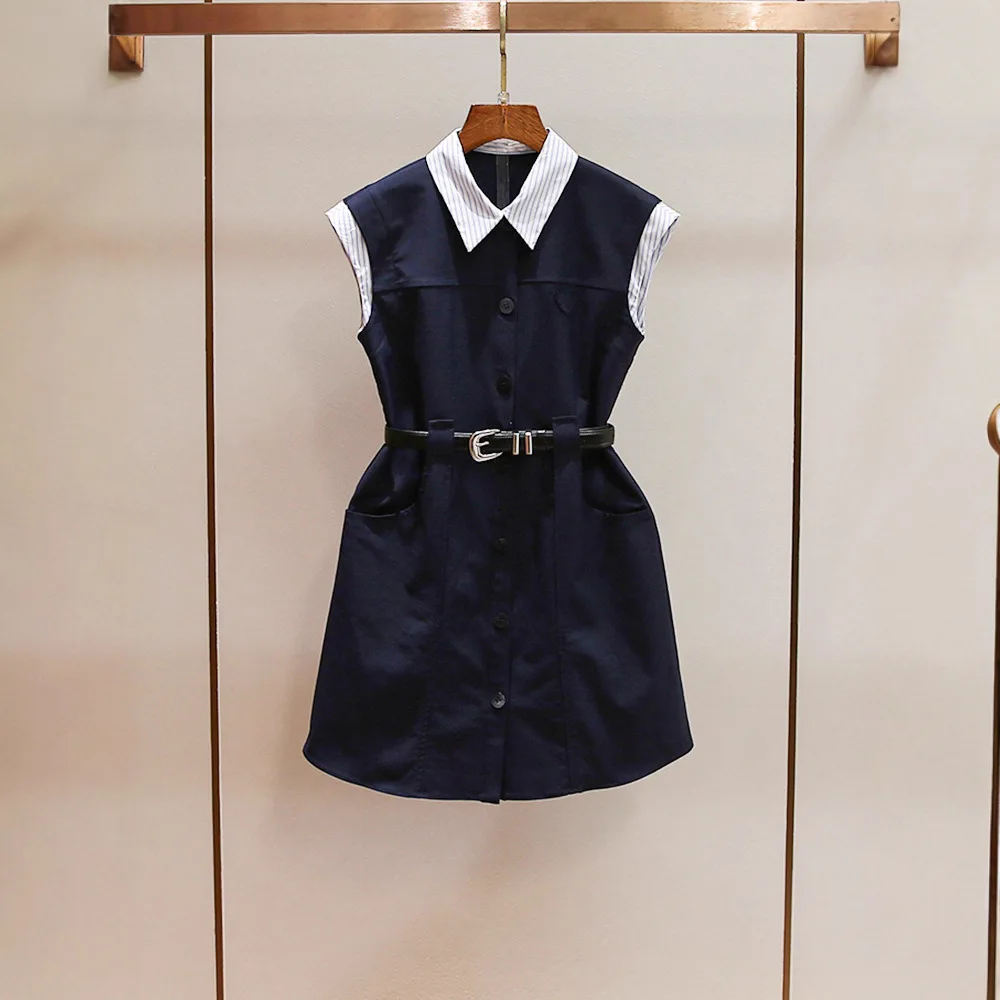 High-End Summer New Style Color Block Stripe Turn-down Collar A-Line Suit Dress Polyester Knitted High Waist Commute Style
High-End Summer New Style Color Block Stripe Turn-down Collar A-Line Suit Dress Polyester Knitted High Waist Commute Style
