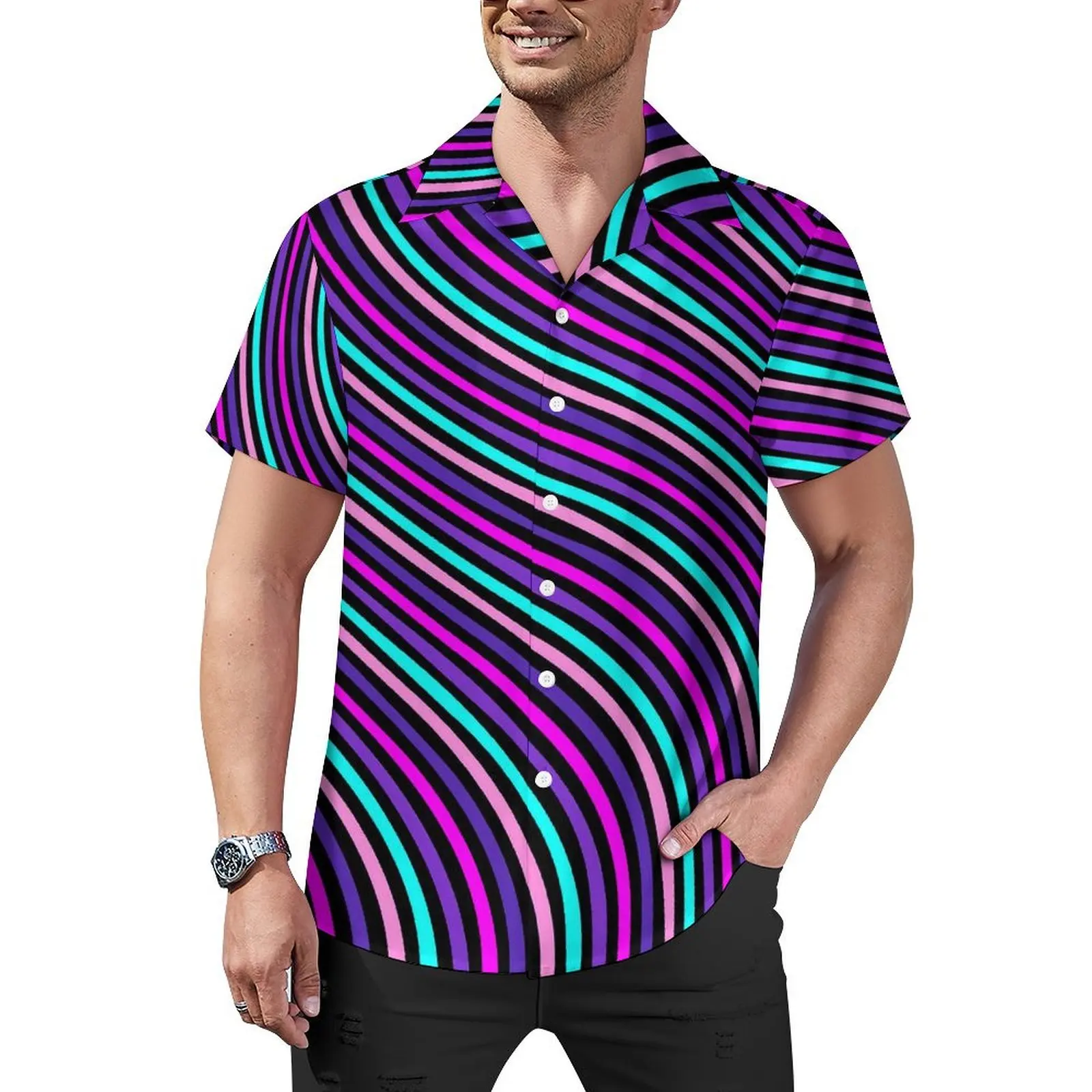 Colorful Striped Beach Shirt Men Abstract Art Retro Y2K Casual Shirts Summer Short Sleeve Street Style Design Oversize Blouses
Colorful Striped Beach Shirt Men Abstract Art Retro Y2K Casual Shirts Summer Short Sleeve Street Style Design Oversize Blouses