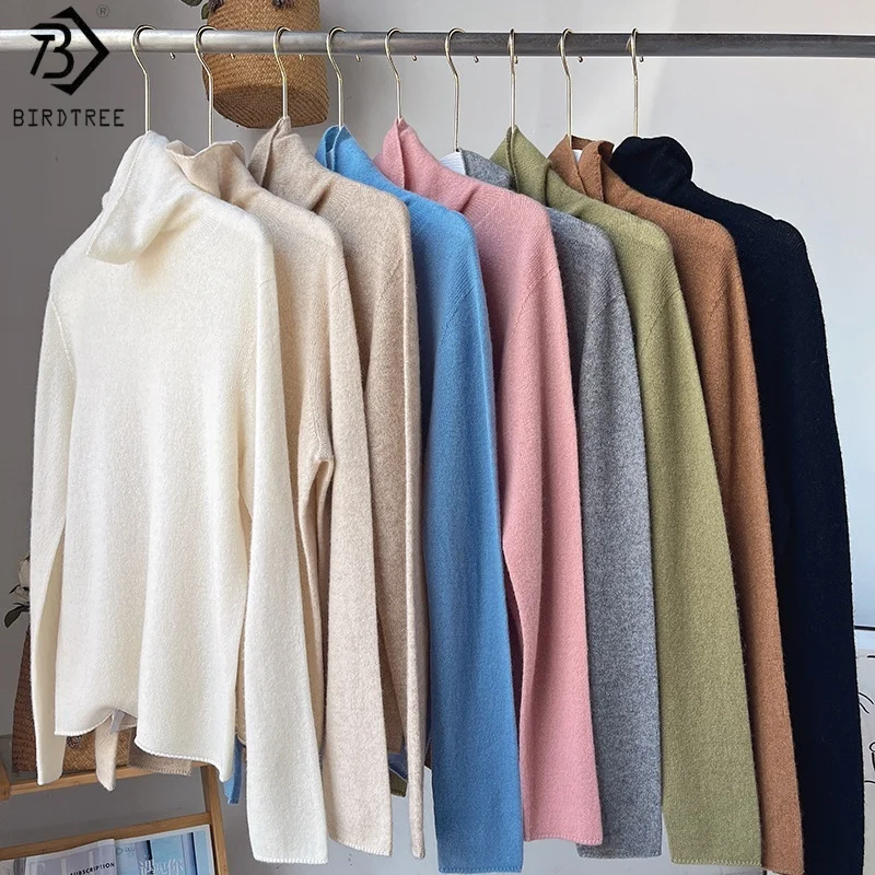 Birdtree,100% Cashmere Bottoming Undershirt,Women Turtleneck Full Sleeve Sweater,2025 Autumn/Winter New Soft Pullover T5O838JF
Birdtree,100% Cashmere Bottoming Undershirt,Women Turtleneck Full Sleeve Sweater,2025 Autumn/Winter New Soft Pullover T5O838JF