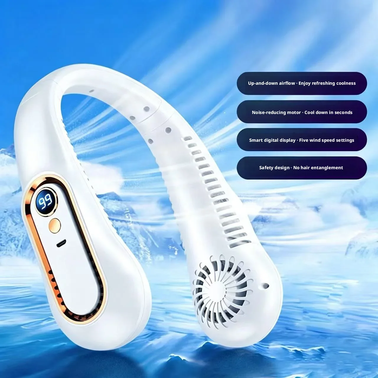 Portable Neck Fan 5-Speed USB Rechargeable Hands-Free Cooling Fan with Digital Display for Outdoor Sports Travel Camping
Portable Neck Fan 5-Speed USB Rechargeable Hands-Free Cooling Fan with Digital Display for Outdoor Sports Travel Camping