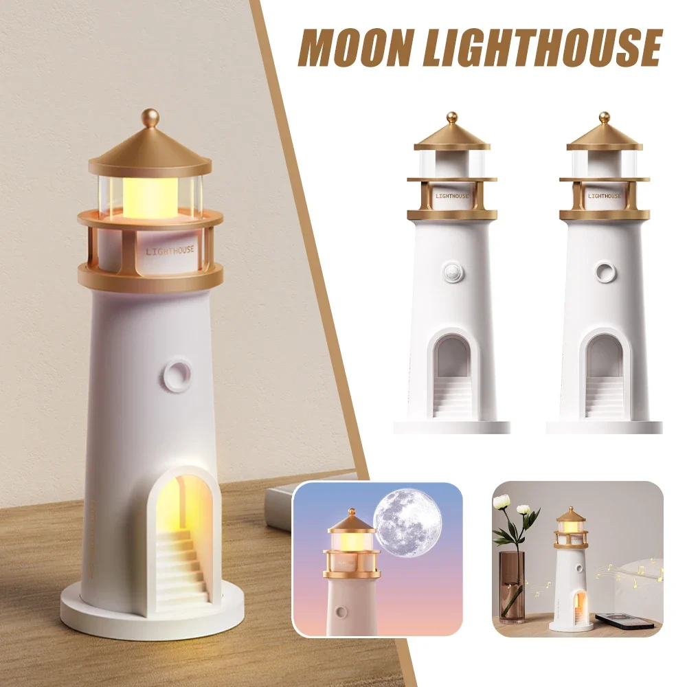 LED Moon Projection Lighthouse Body Induction Dimmable Ambient Night Lamp With BT Music Speaker For New Year Gift Xmas Holidays
LED Moon Projection Lighthouse Body Induction Dimmable Ambient Night Lamp With BT Music Speaker For New Year Gift Xmas Holidays