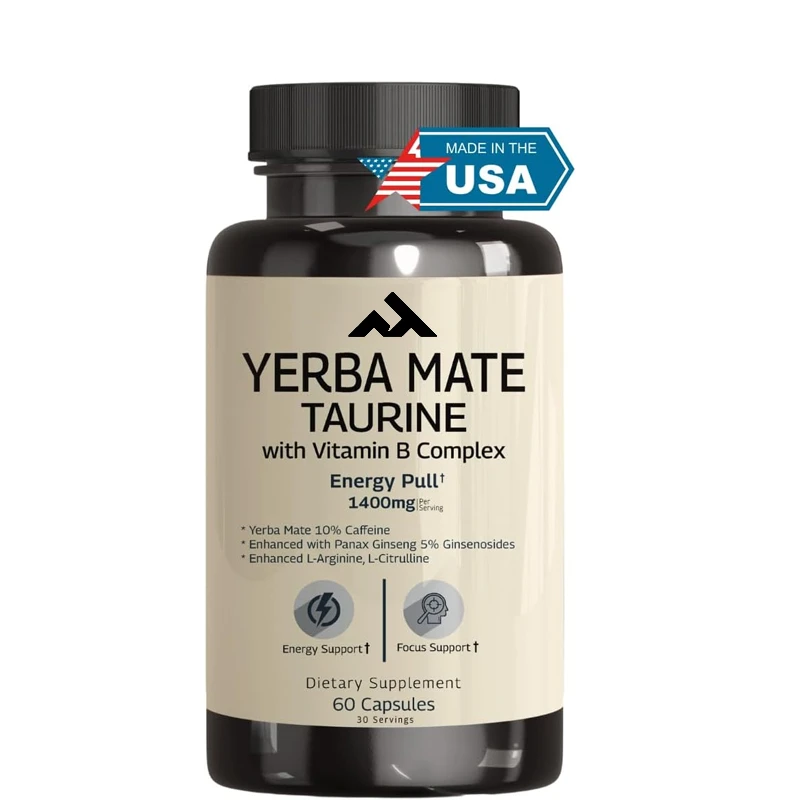 Yerba Mate, Taurine Capsules - Caffeine and Energy Supplements, Vitamin B Complex, L-arginine -60 Capsules
Yerba Mate, Taurine Capsules - Caffeine and Energy Supplements, Vitamin B Complex, L-arginine -60 Capsules