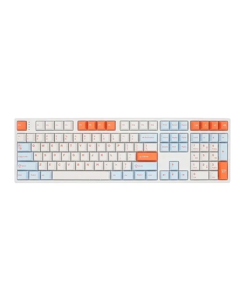 white orange and light blue color block pbt dye sub keycaps full set oem profile for mechanical keyboards
white orange and light blue color block pbt dye sub keycaps full set oem profile for mechanical keyboards