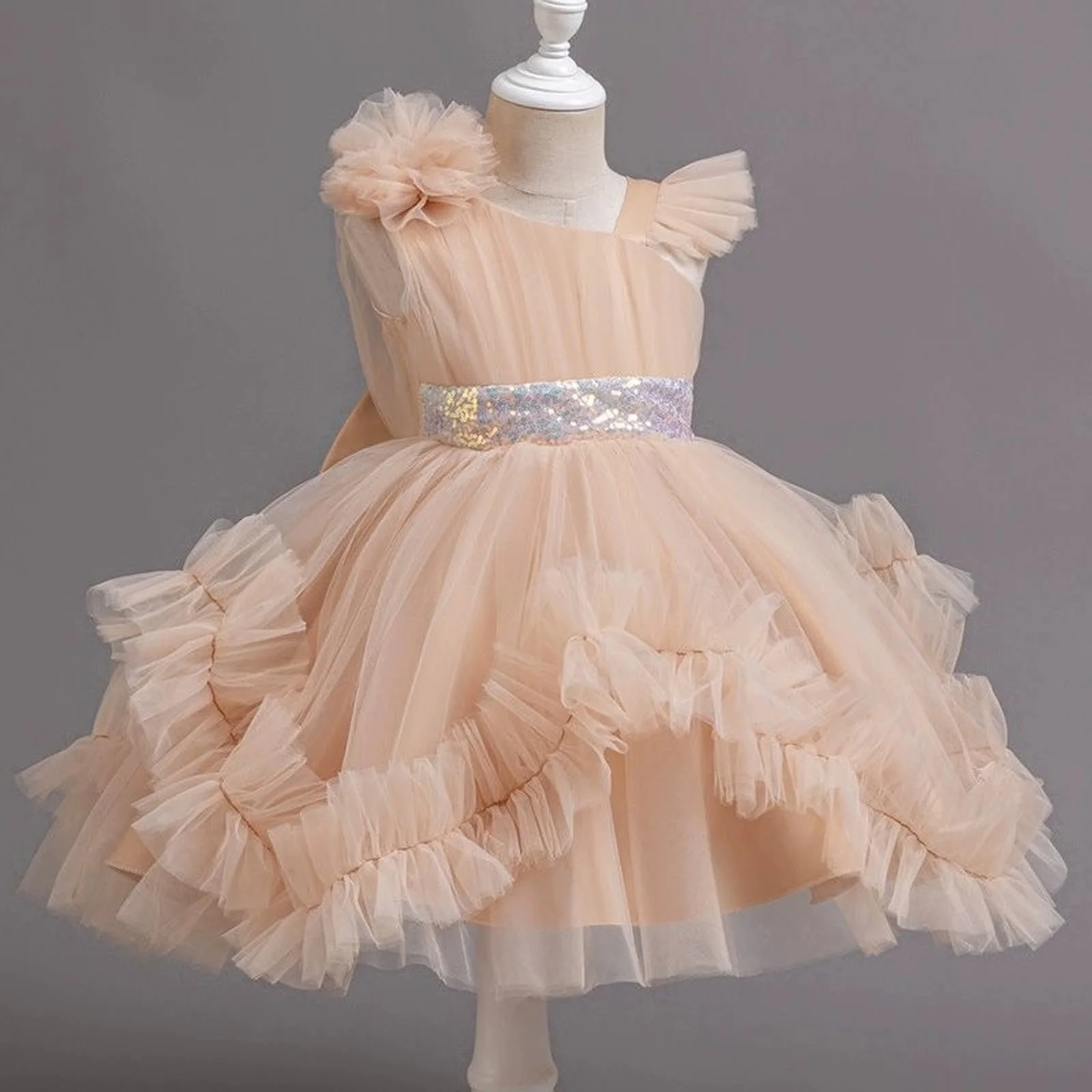 Girl Retro Ruffle Lace Tulle Flower Girl One Shoulder Dress 0-6 Year Old Baby Girl Bow Princess Dress Party Wedding Dress
Girl Retro Ruffle Lace Tulle Flower Girl One Shoulder Dress 0-6 Year Old Baby Girl Bow Princess Dress Party Wedding Dress