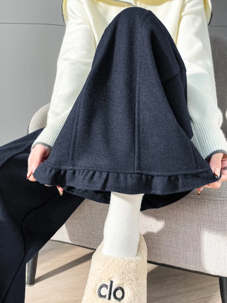 Женские повседневные шерстяные брюки с высокой талией и широкими штанинами, прямые брюки-кюлоты с эффектом похудения, осенне-зимние, на эластичной резинке
Женские повседневные шерстяные брюки с высокой талией и широкими штанинами, прямые брюки-кюлоты с эффектом похудения, осенне-зимние, на эластичной резинке