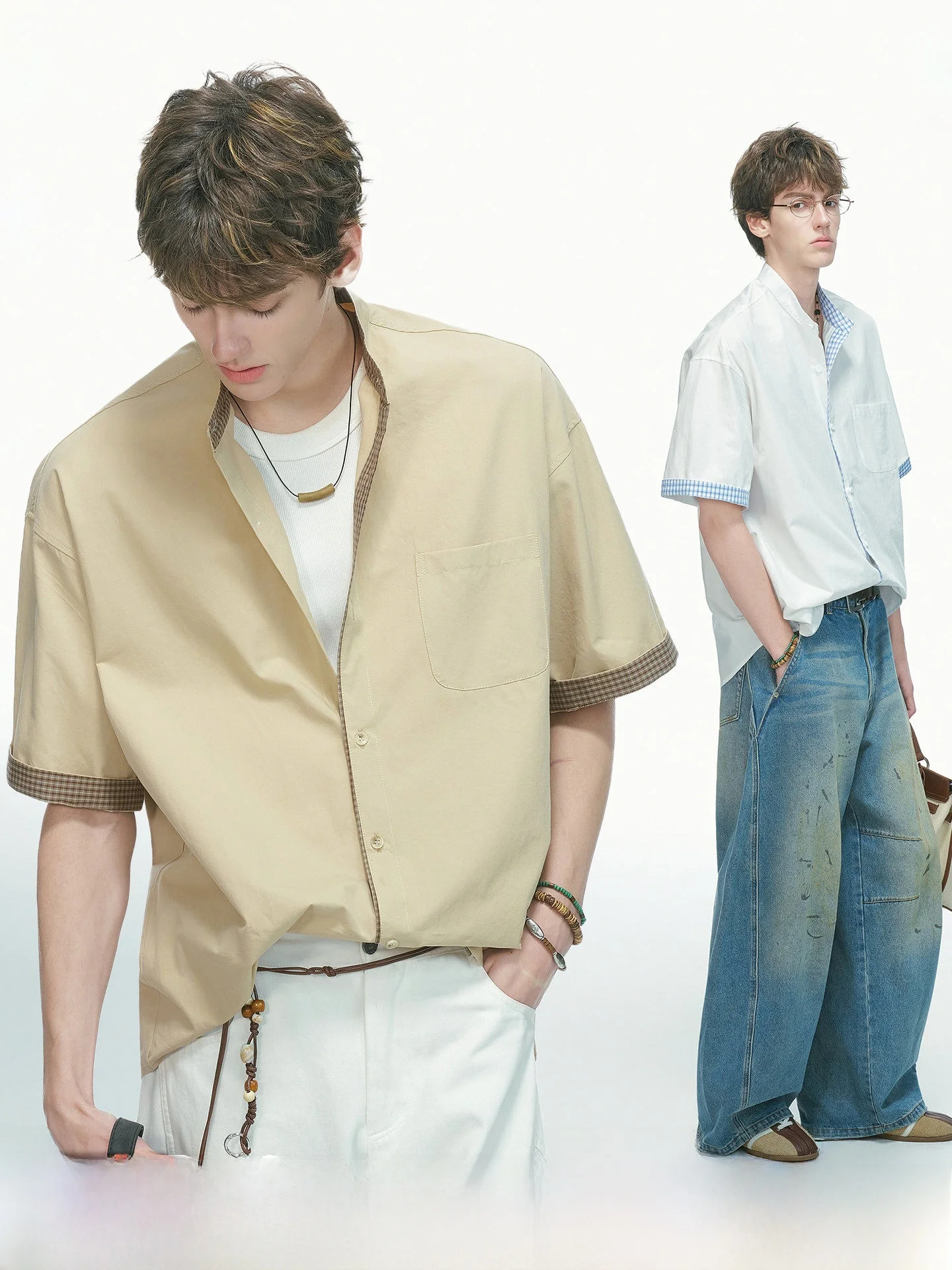 Dream Made Men's Summer Short Sleeve Plaid Shirt Henry Collar White Cotton Breathable Comfortable Youth Fashion Commute Style
Dream Made Men's Summer Short Sleeve Plaid Shirt Henry Collar White Cotton Breathable Comfortable Youth Fashion Commute Style