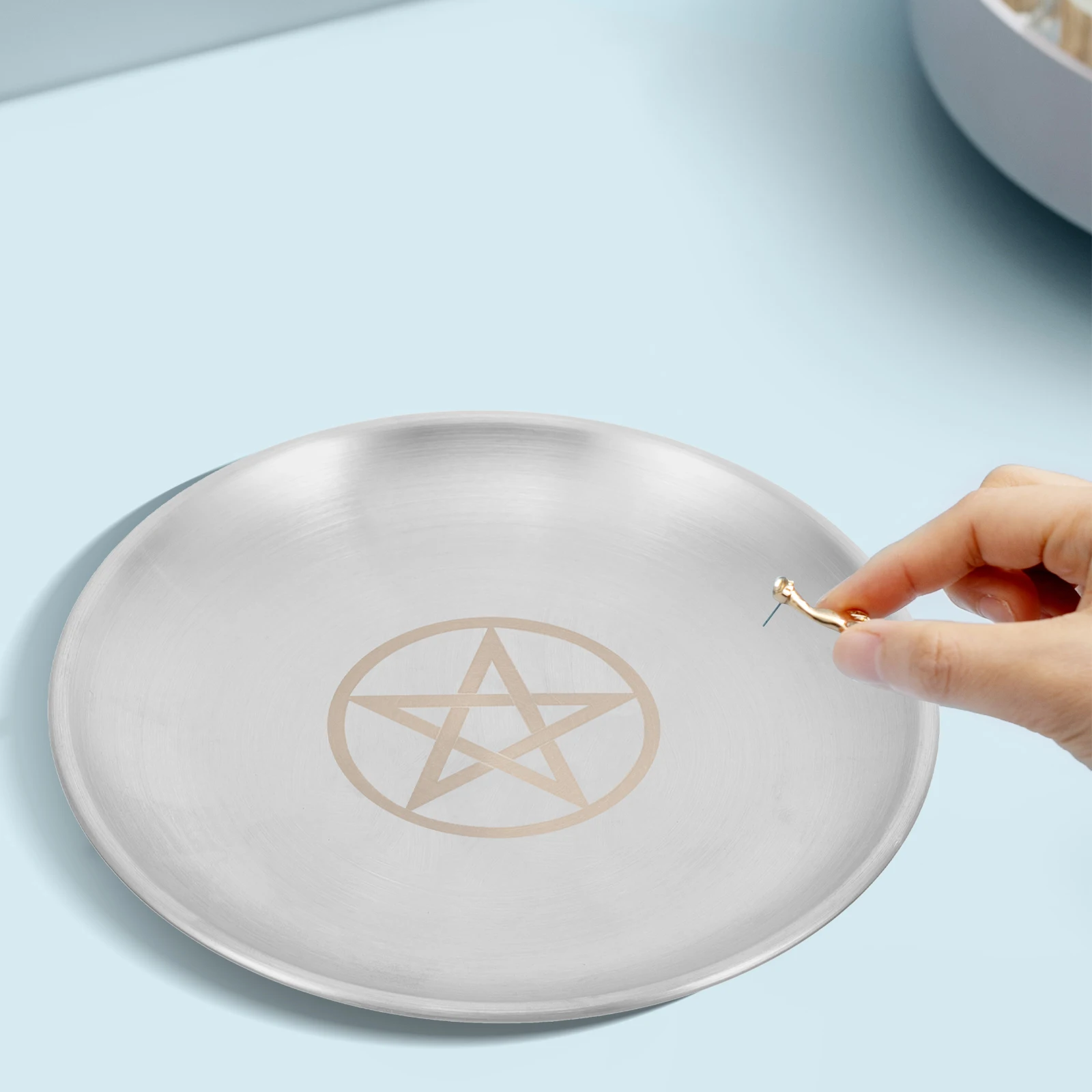 Pentacle Gold Plate Small Stainless Steel Witchcraft Holder Tray Pentagram Altar Decorative Storage
Pentacle Gold Plate Small Stainless Steel Witchcraft Holder Tray Pentagram Altar Decorative Storage