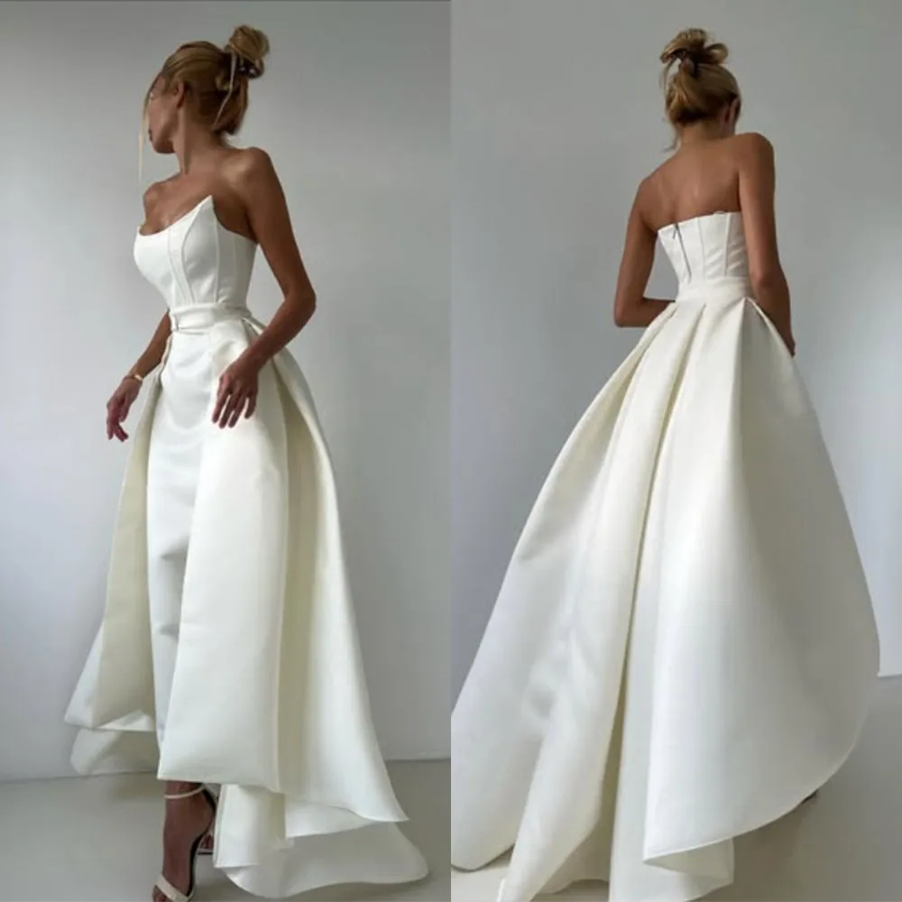 High Quality Customized Strapless Ankle Length White Backless Zipper Up Sleeveless White Vestido De Festa De Casamento فساتين
High Quality Customized Strapless Ankle Length White Backless Zipper Up Sleeveless White Vestido De Festa De Casamento فساتين