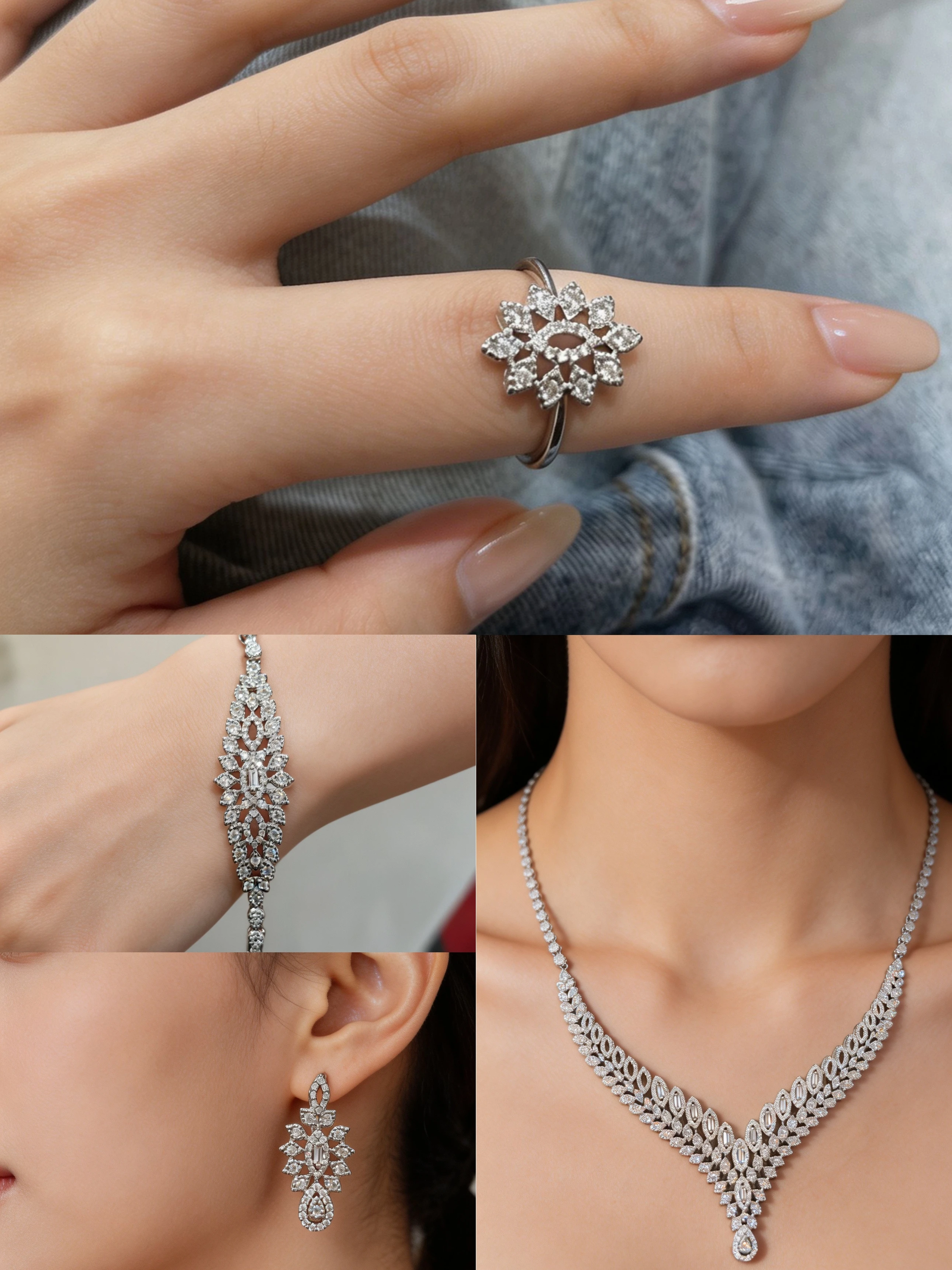 Bridal Wedding Jewelry Set 4Pcs Sparkling Necklace Earrings Bracelet Ring Bridesmaid Gift Luxury Banquet Accessories
Bridal Wedding Jewelry Set 4Pcs Sparkling Necklace Earrings Bracelet Ring Bridesmaid Gift Luxury Banquet Accessories