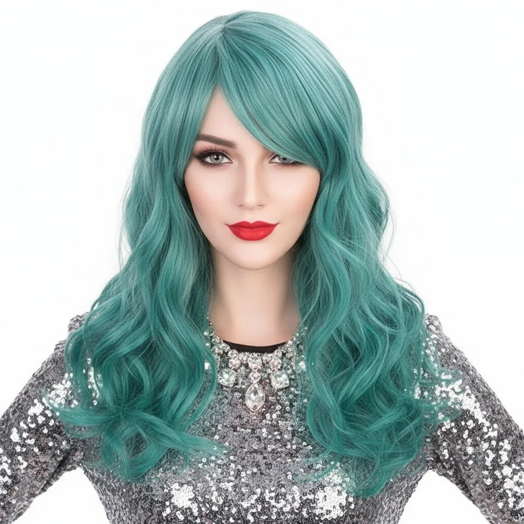 Long Green Curly Synthetic Wigs with Side Bangs Heat Resistant Cosplay Wig for Women
Long Green Curly Synthetic Wigs with Side Bangs Heat Resistant Cosplay Wig for Women