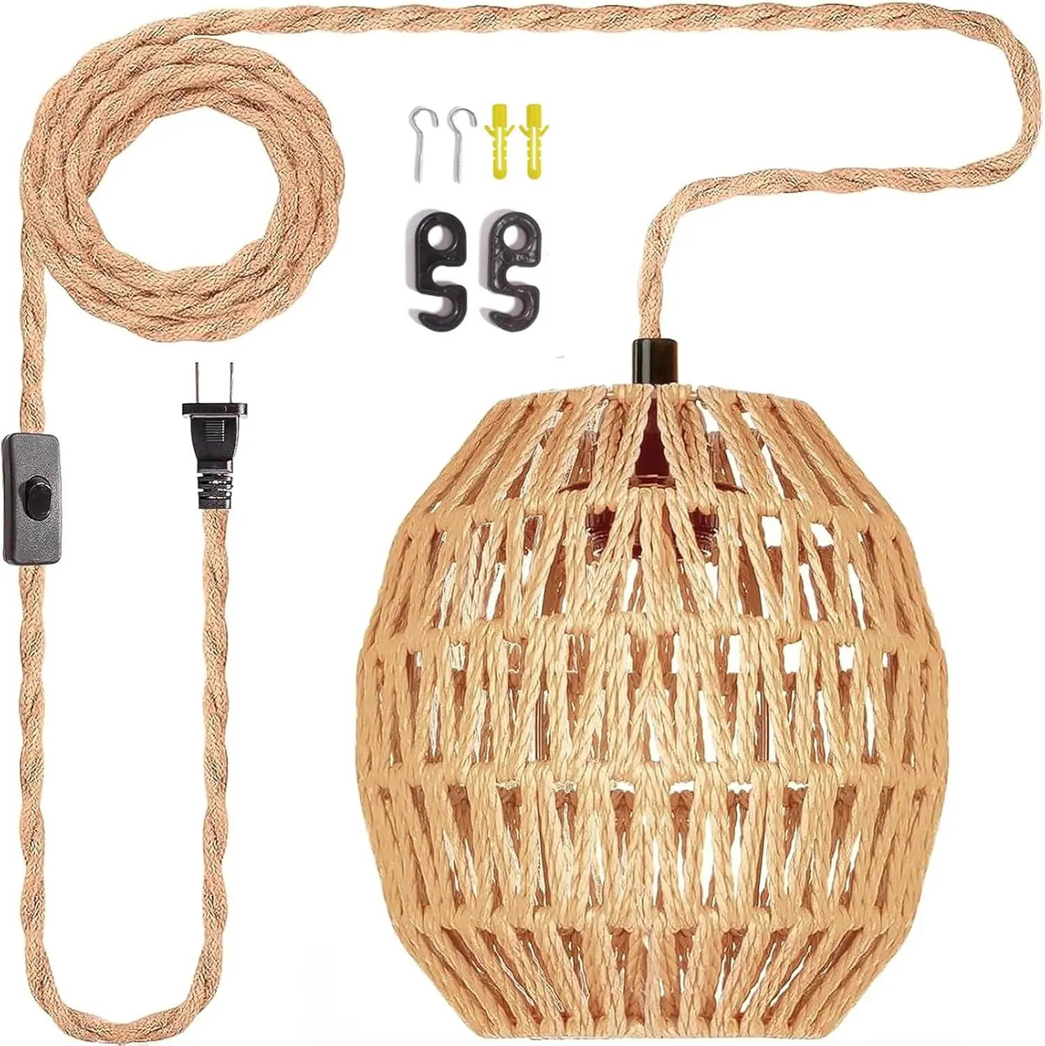 Rattan Pendant Light with Plug-In Cord, 16.4ft, On/Off Switch, Handmade Woven Shade for Bedroom Living Room
Rattan Pendant Light with Plug-In Cord, 16.4ft, On/Off Switch, Handmade Woven Shade for Bedroom Living Room