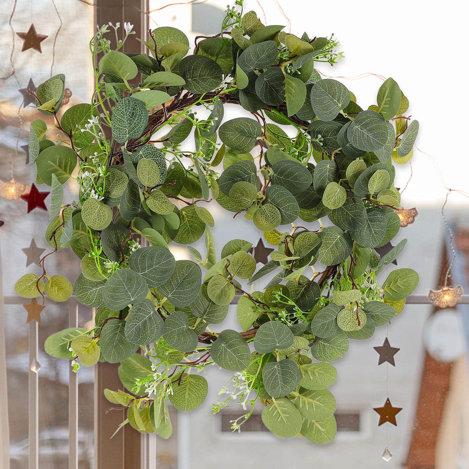 Eucalyptus Leaves Wreaths Fake Garland Hanging Decoration Indoor Farmhouse Realistic Soft Long Lasting Spring Summer Fall Decor
Eucalyptus Leaves Wreaths Fake Garland Hanging Decoration Indoor Farmhouse Realistic Soft Long Lasting Spring Summer Fall Decor