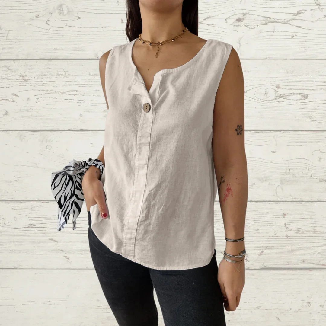 Summer Women's T-shirt V-neck Button Pullover Top Sleeveless Solid Color Cotton Linen Blend Fashion Casual Basic Tees
Summer Women's T-shirt V-neck Button Pullover Top Sleeveless Solid Color Cotton Linen Blend Fashion Casual Basic Tees