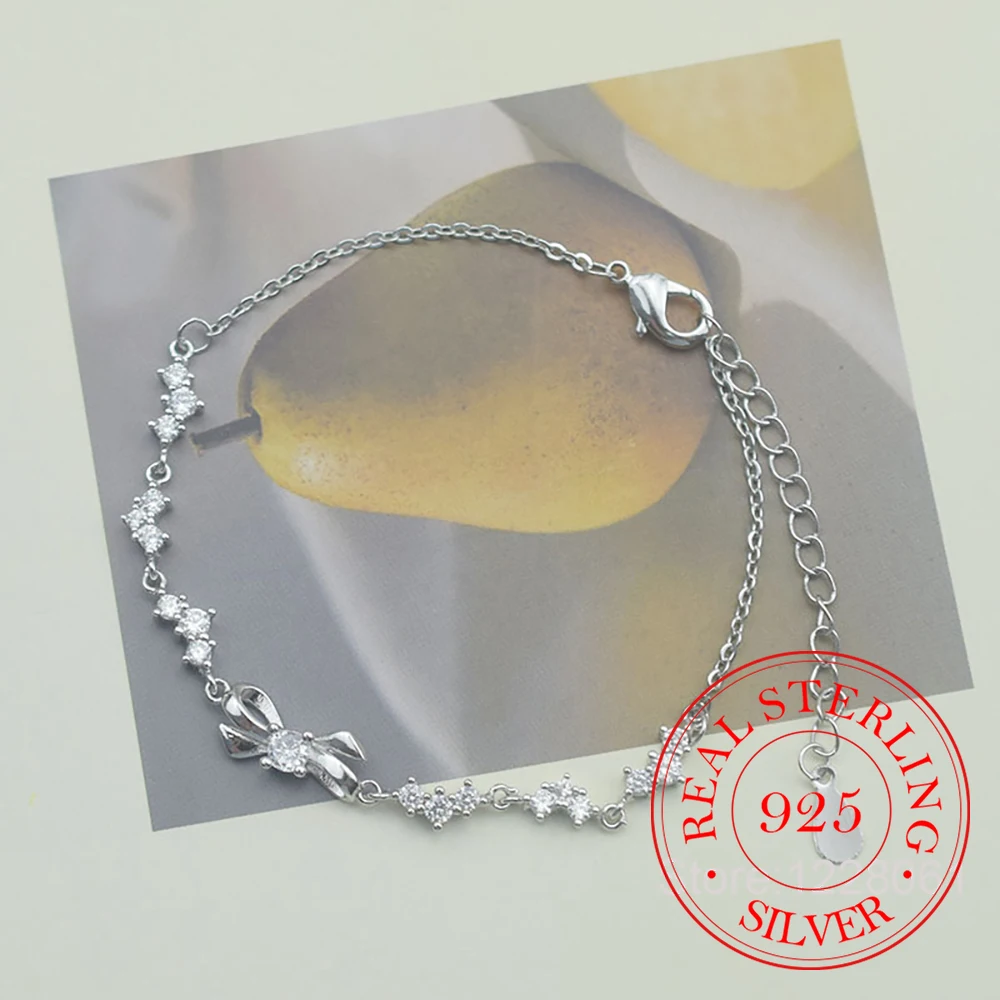 925 Sterling Silver Jewelry Crystal Bowknot Charm Chains Bracelet for Women Homme Luxury Wedding Party Gift
925 Sterling Silver Jewelry Crystal Bowknot Charm Chains Bracelet for Women Homme Luxury Wedding Party Gift