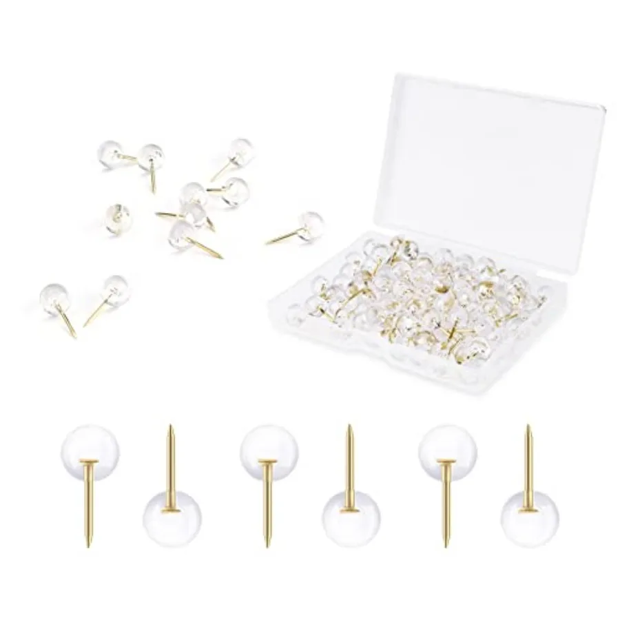 100pcs Clear Round Push Pins, Gold Ball Push Pins with Storage Box Round Thumb Tacks Bulk for Daily Study Office Data Storage O
100pcs Clear Round Push Pins, Gold Ball Push Pins with Storage Box Round Thumb Tacks Bulk for Daily Study Office Data Storage O
