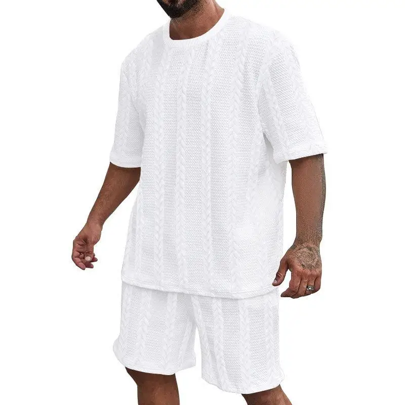 Summer Casual round Neck Short Sleeve T-Shirt And Shorts Set Pure Color Embroidery Sportswear for Men Comfortable Breathable
Summer Casual round Neck Short Sleeve T-Shirt And Shorts Set Pure Color Embroidery Sportswear for Men Comfortable Breathable