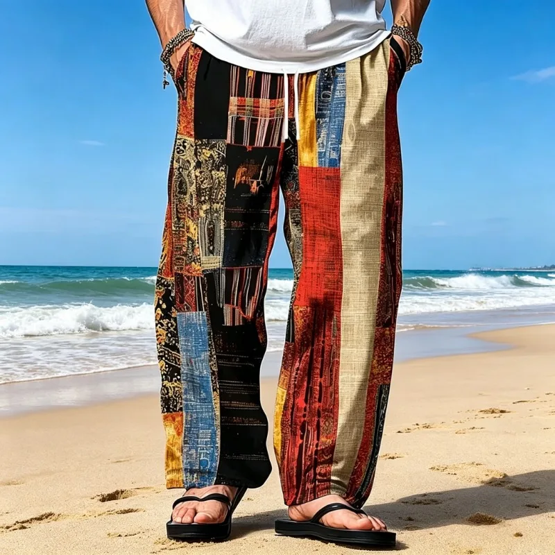 2026 Men's Color Block Patchwork Pants Trousers Mid Waist Drawstring Elastic Waist Hawaiian Casual Outdoor Straight Leg Trousers
2026 Men's Color Block Patchwork Pants Trousers Mid Waist Drawstring Elastic Waist Hawaiian Casual Outdoor Straight Leg Trousers