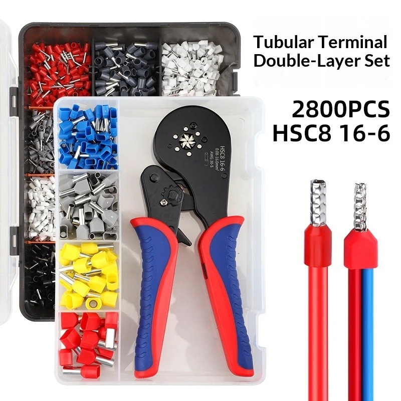 Electrical Wire Crimping Terminal Kit 2800PCS Double Layer Cold Press Connector with 16-6 AWG Wire Crimper Tool Set
Electrical Wire Crimping Terminal Kit 2800PCS Double Layer Cold Press Connector with 16-6 AWG Wire Crimper Tool Set