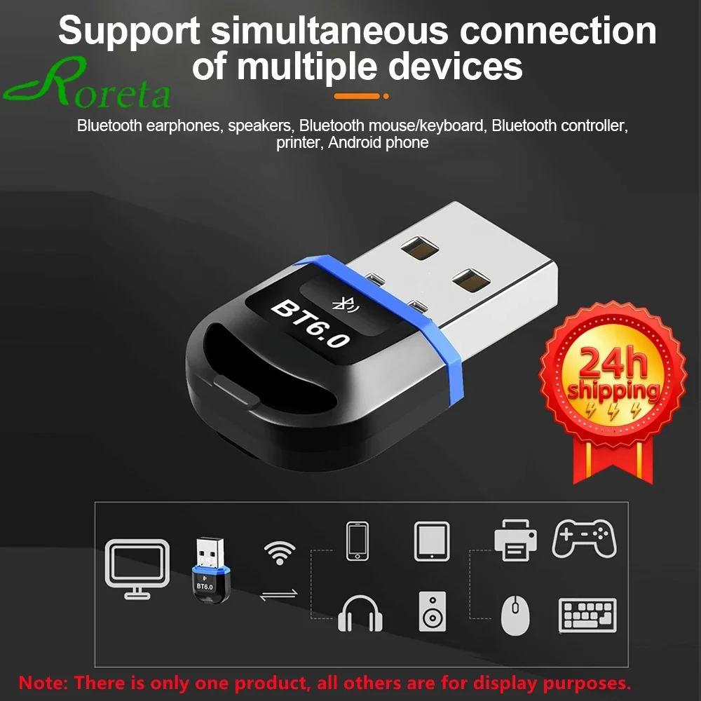 USB Bluetooth 6.0(LMP:14.5X) Transmitter Wireless Adapter Compatible with Win 11/10/8.1Laptop for Wireless Mouse Keyboard Headse
USB Bluetooth 6.0(LMP:14.5X) Transmitter Wireless Adapter Compatible with Win 11/10/8.1Laptop for Wireless Mouse Keyboard Headse