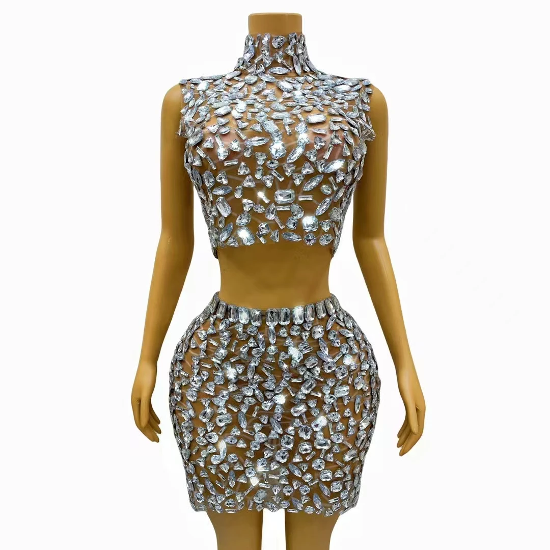 Sexy And Fashionable Women's Dress Silver Crystal Rhinestone Wedding Celebration Party Slim Fit And Elegant Performance Dress
Sexy And Fashionable Women's Dress Silver Crystal Rhinestone Wedding Celebration Party Slim Fit And Elegant Performance Dress