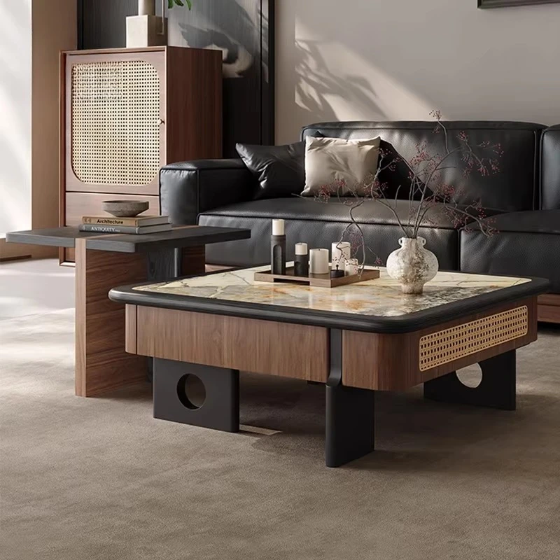 ak-Century Modern Walnut Colour Coffee Table Small Living Room Square Sintered Stone End Table New Woven Rattan Craft Tea Table%
ak-Century Modern Walnut Colour Coffee Table Small Living Room Square Sintered Stone End Table New Woven Rattan Craft Tea Table%
