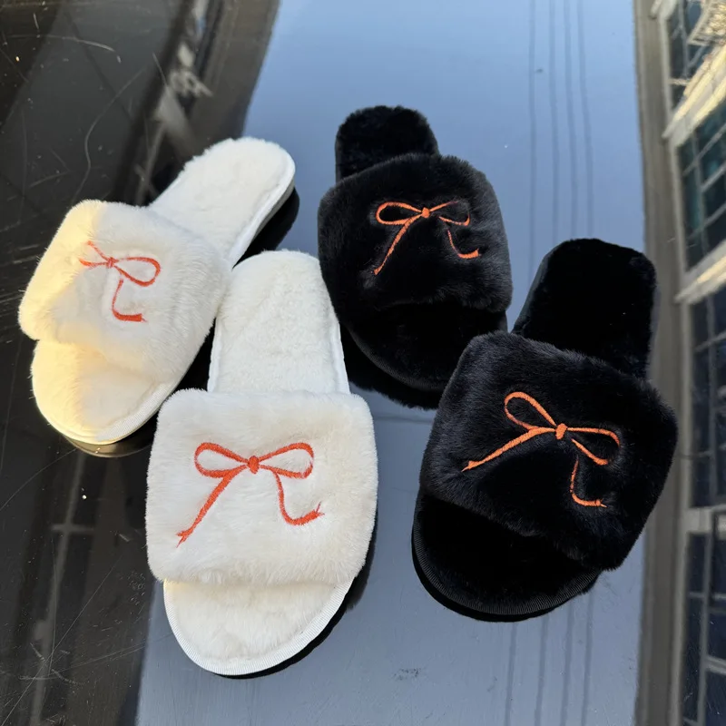 New Bow Woolen Slippers for Spring and Autumn 2025, One-line Flat Bottom, Versatile and Fashionable Cotton Slippers for Women
New Bow Woolen Slippers for Spring and Autumn 2025, One-line Flat Bottom, Versatile and Fashionable Cotton Slippers for Women