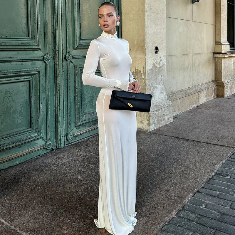 2025 Spring Turtleneck Long Sleeve Maxi Dress Women Gown Autumn New Solid Sexy Long Dress Femme Fashion Floor-length Dress Solid
2025 Spring Turtleneck Long Sleeve Maxi Dress Women Gown Autumn New Solid Sexy Long Dress Femme Fashion Floor-length Dress Solid