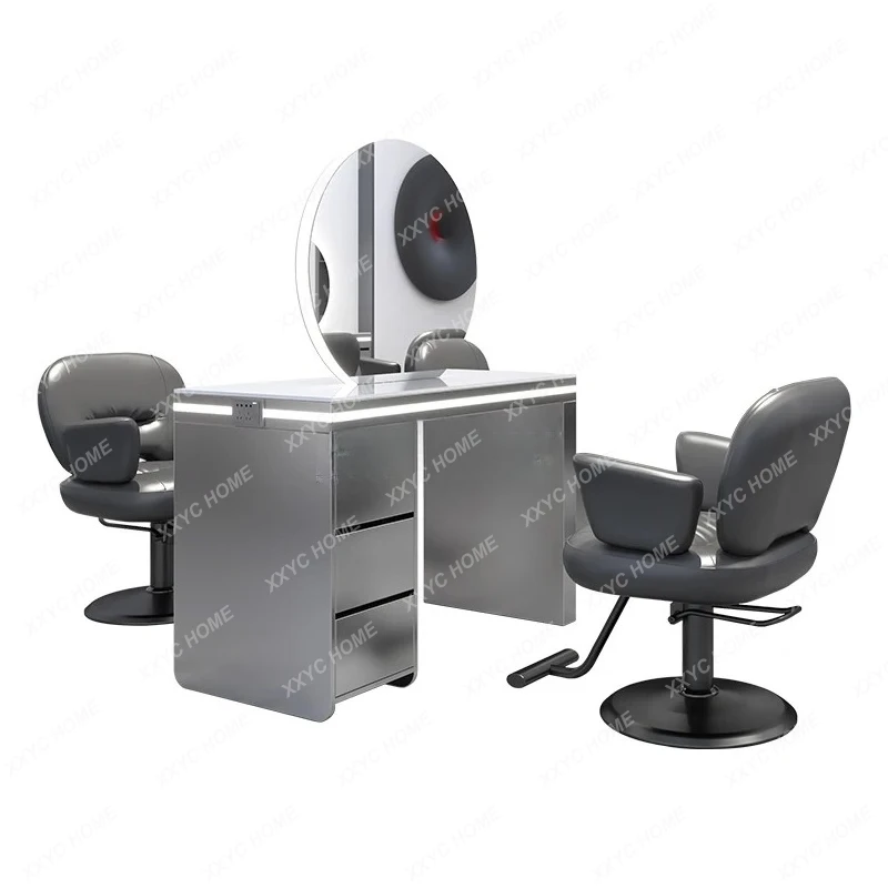 Fashion barber shop mirror table single and double-sided integrated hairdressing mirror with cabinet stainless steel
Fashion barber shop mirror table single and double-sided integrated hairdressing mirror with cabinet stainless steel
