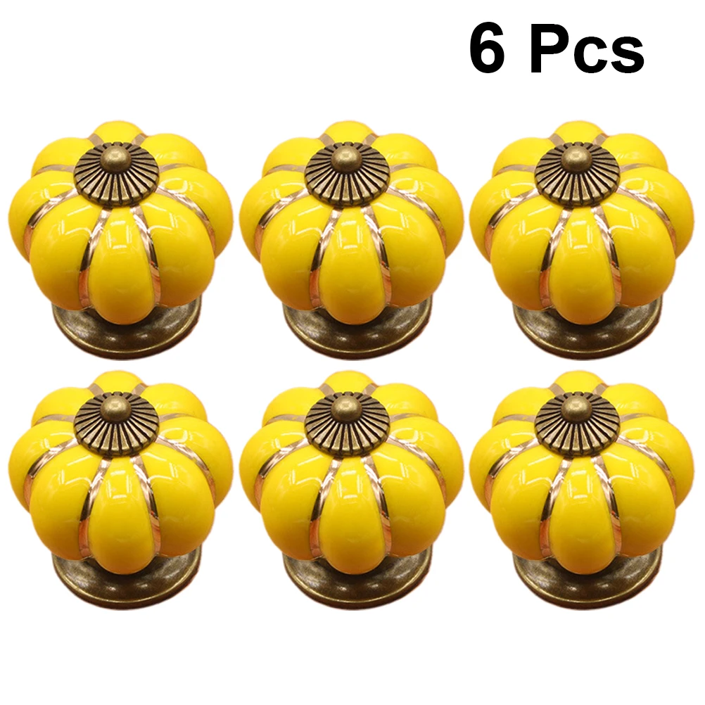 6Pcs Premium Ceramic Drawer Knobs Classic Pumpkin Design Cabinet Pull Handle for Chest of Drawers Wardrobe Hardware Yellow
6Pcs Premium Ceramic Drawer Knobs Classic Pumpkin Design Cabinet Pull Handle for Chest of Drawers Wardrobe Hardware Yellow