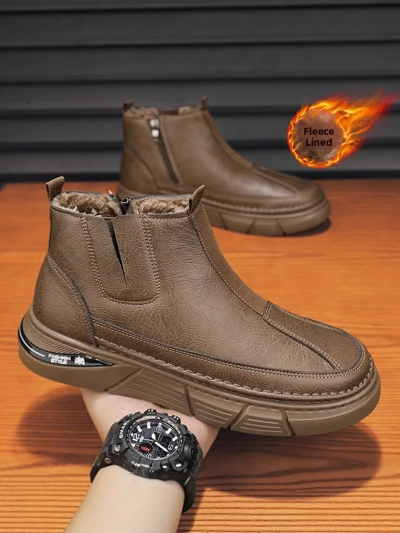 Men's High-Top Cotton Boots Winter Thickened Warmth Outdoor Snow Boots Casual Style round Toe Low Heel Short Tube Boot
Men's High-Top Cotton Boots Winter Thickened Warmth Outdoor Snow Boots Casual Style round Toe Low Heel Short Tube Boot