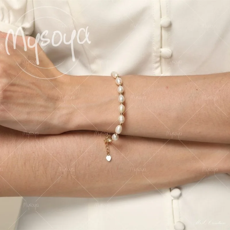 MYSOYA 6-7mm White Rice-shaped Freshwater Pearl Bracelet, with Gift Box, for Him/ Her, Suitable for Birthday/ Wedding Gift A0183
MYSOYA 6-7mm White Rice-shaped Freshwater Pearl Bracelet, with Gift Box, for Him/ Her, Suitable for Birthday/ Wedding Gift A0183
