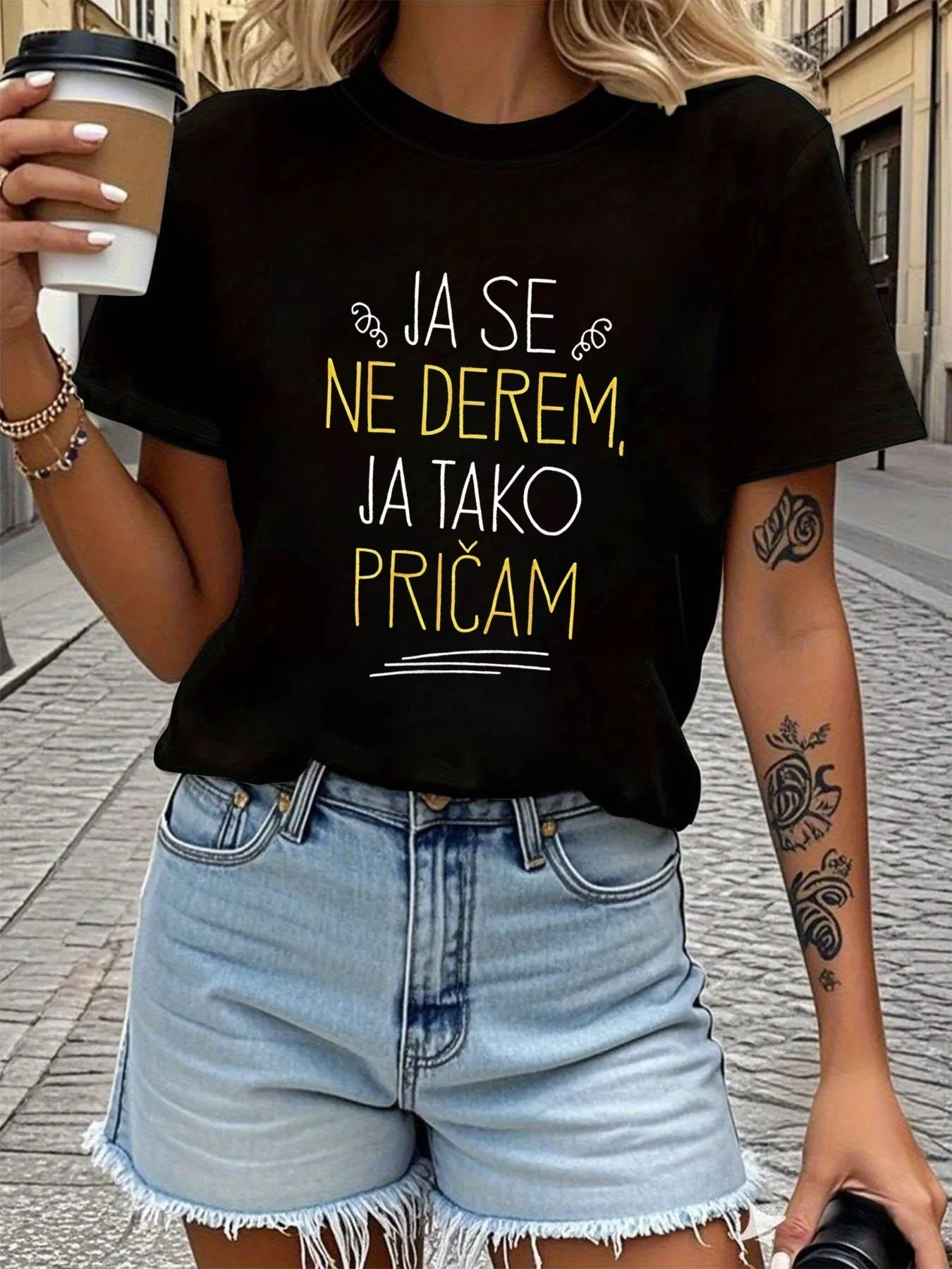 Plus size women's short sleeve T-shirt Ja Se Ne Derem Ja Tako Pricam comfortable soft fabric summer outfit women's clothing
Plus size women's short sleeve T-shirt Ja Se Ne Derem Ja Tako Pricam comfortable soft fabric summer outfit women's clothing