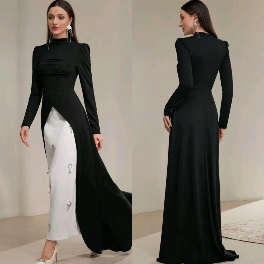 Customized Formal Jersey High Collar Evening Dress Classic Long Sleeves Prom Dresses Fashion Crystal Special Occasion Gowns
Customized Formal Jersey High Collar Evening Dress Classic Long Sleeves Prom Dresses Fashion Crystal Special Occasion Gowns