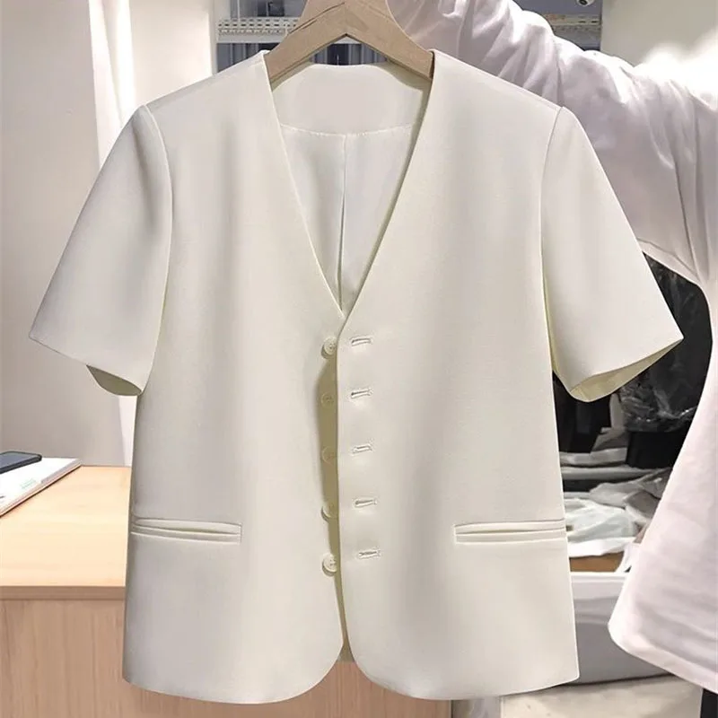 High Quality Short-Sleeved Suit Coat Women Summer New Western-style Jacket Fashiona Outcoat Single-Breasted Overwear Femme Top
High Quality Short-Sleeved Suit Coat Women Summer New Western-style Jacket Fashiona Outcoat Single-Breasted Overwear Femme Top