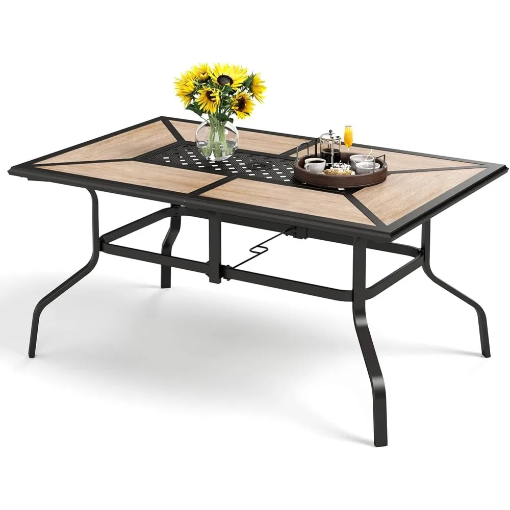 Outdoor Dining Table for 6, Rectangular Metal Wrought Iron Table with Polywood Tabletop and Umbrella Hole, Large Heavy-Duty Fur
Outdoor Dining Table for 6, Rectangular Metal Wrought Iron Table with Polywood Tabletop and Umbrella Hole, Large Heavy-Duty Fur