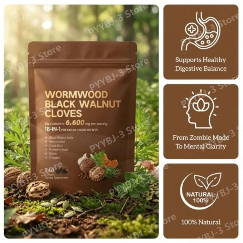 Wormwood Black Walnut Clove Capsules Cleanse Detox Care Support with 6600mg 18 in 1 Herbal Blend with Pumpkin Seed 240 Count
Wormwood Black Walnut Clove Capsules Cleanse Detox Care Support with 6600mg 18 in 1 Herbal Blend with Pumpkin Seed 240 Count