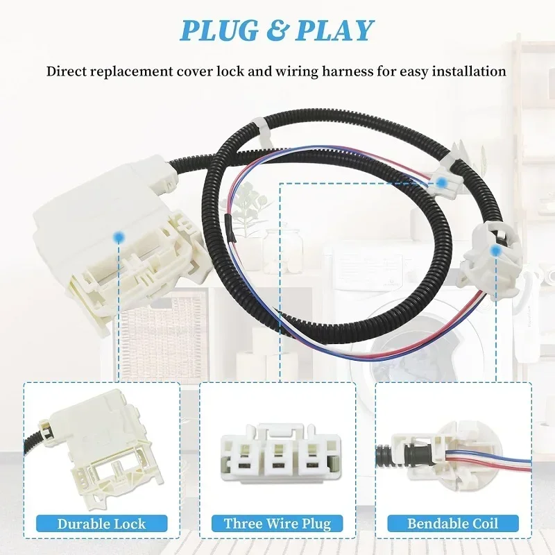 Замок крышки шайбы VARONGHKOO в сборе с жгутом проводов AP 7033485 WH08X31222 WH08X32657 для большинства дверных защелок стиральной машины Ge
Замок крышки шайбы VARONGHKOO в сборе с жгутом проводов AP 7033485 WH08X31222 WH08X32657 для большинства дверных защелок стиральной машины Ge