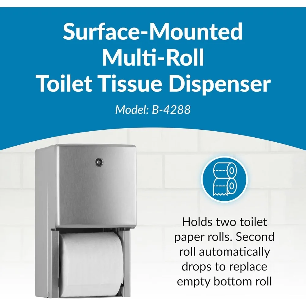 Surface-Mounted Multi-Roll Toilet Tissue Dispenser – Satin-Finish Stainless Steel, ADA Compliant, Holds Two Standard Rolls
Surface-Mounted Multi-Roll Toilet Tissue Dispenser – Satin-Finish Stainless Steel, ADA Compliant, Holds Two Standard Rolls