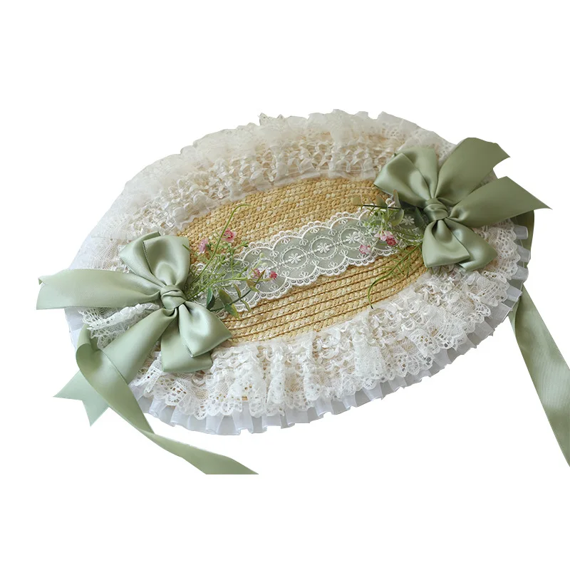 2025 Straw Bonnet Fascinator Hat white Lace Green Bow satin Summer party headwear Lolita Style fairy fascinators chapeau mariage
2025 Straw Bonnet Fascinator Hat white Lace Green Bow satin Summer party headwear Lolita Style fairy fascinators chapeau mariage